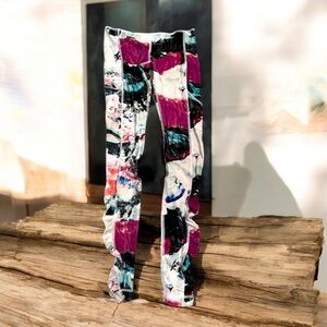 Lululemon Speed Wunder Under Crop 25” Paint Splash Multi Pink Green Sz 2‎